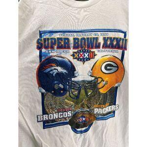 Vintage Starter 1999 Super Bowl 33 XXXIII Denver Broncos Green Bay Shirt MENS L